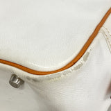 【6fb2524】エルメス ハンドバッグ プリュム28 ヴォーエプソン ホワイト オレンジ シルバー金具 □I刻印【中古】レディース