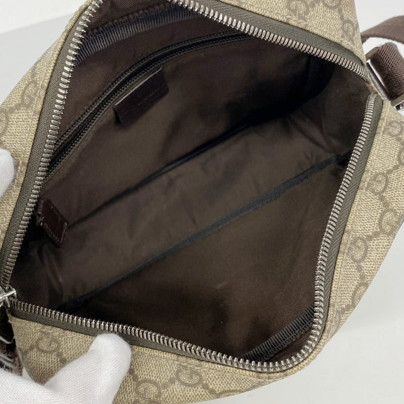 【6fb2539-k】グッチ ショルダーバッグ GGスプリーム 114291 PVC ベージュ ブラウン シルバー金具【中古】レディース
