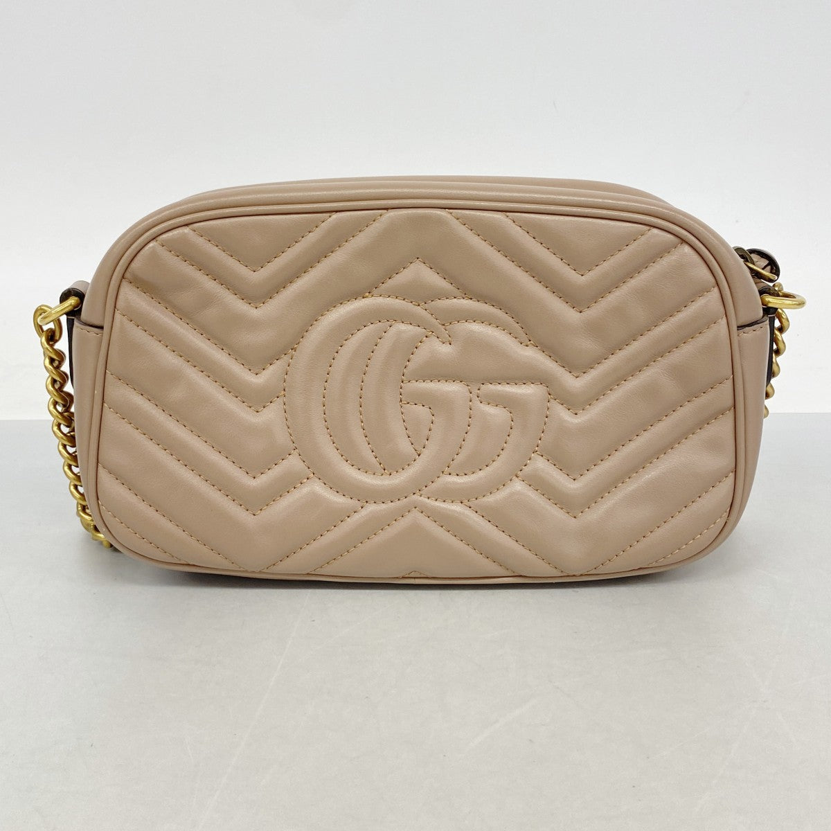 【6fb2540-k】グッチ ショルダーバッグ GGマーモント 447632 レザー ブラウン ゴールド金具【中古】レディース