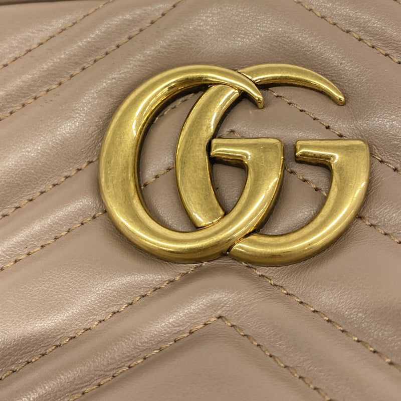 【6fb2540-k】グッチ ショルダーバッグ GGマーモント 447632 レザー ブラウン ゴールド金具【中古】レディース