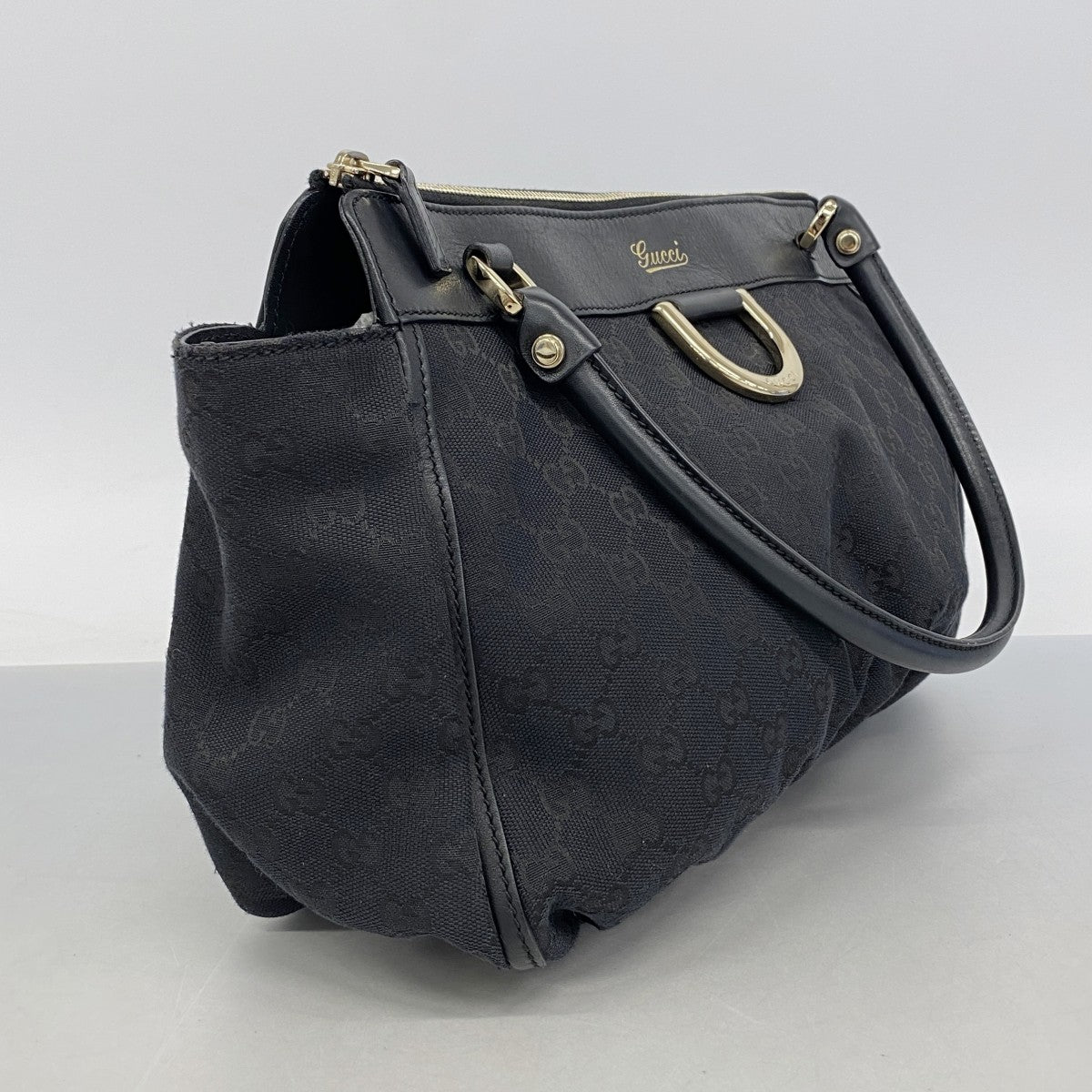 【6fb2541-k】グッチ トートバッグ GGキャンバス/アビー 189831 キャンバス ブラック シャンパンゴールド金具【中古】レディース