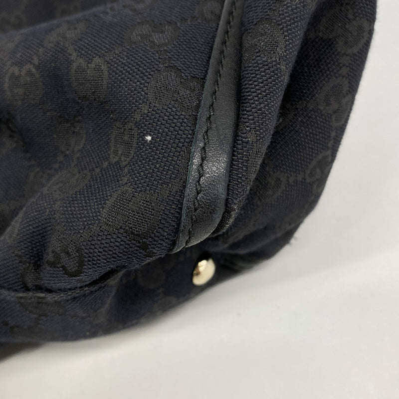 【6fb2541-k】グッチ トートバッグ GGキャンバス/アビー 189831 キャンバス ブラック シャンパンゴールド金具【中古】レディース