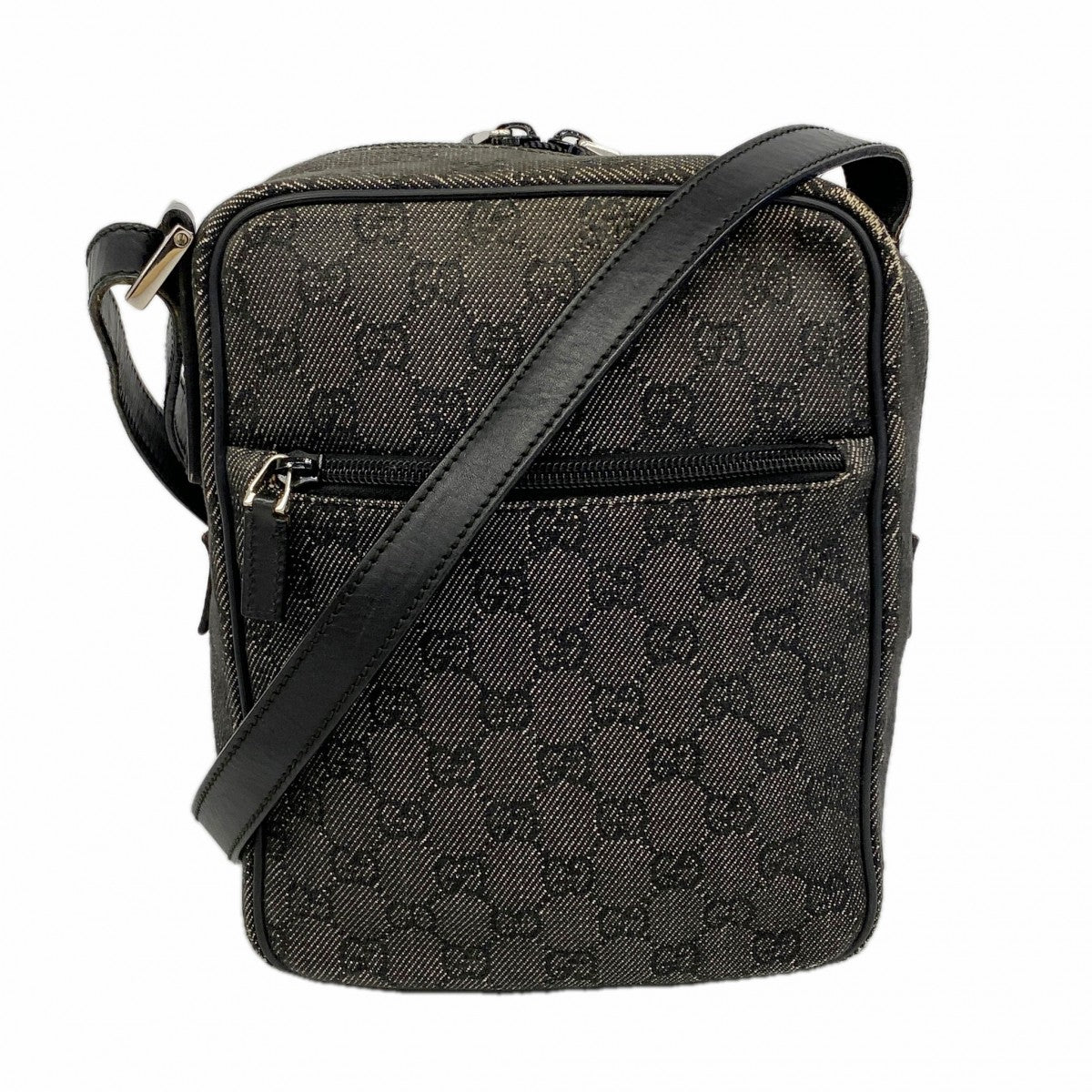 【6fb2544-k】グッチ ショルダーバッグ 03136 デニム ブラック シルバー金具【中古】レディース