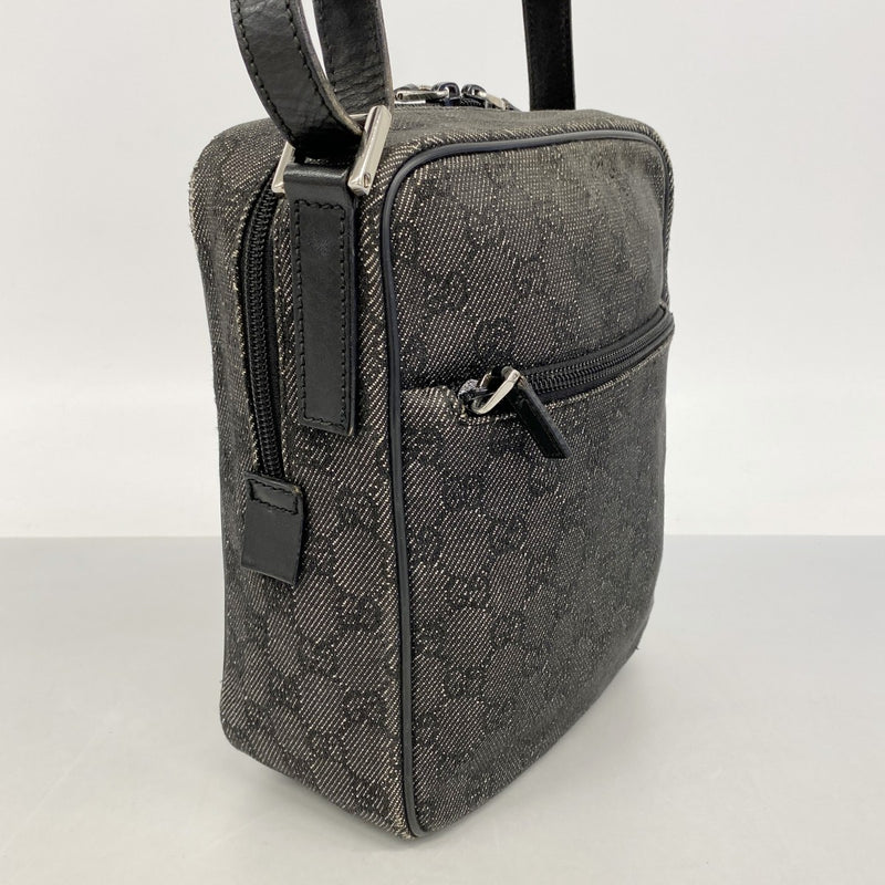 【6fb2544-k】グッチ ショルダーバッグ 03136 デニム ブラック シルバー金具【中古】レディース