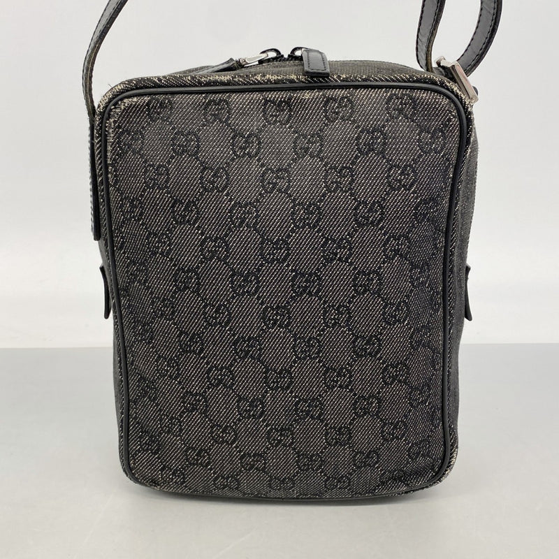 【6fb2544-k】グッチ ショルダーバッグ 03136 デニム ブラック シルバー金具【中古】レディース