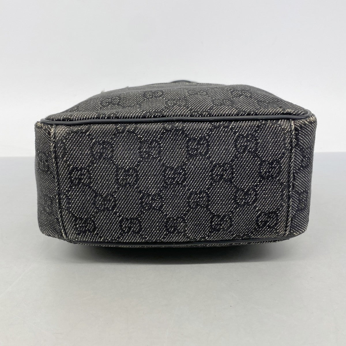 【6fb2544-k】グッチ ショルダーバッグ 03136 デニム ブラック シルバー金具【中古】レディース