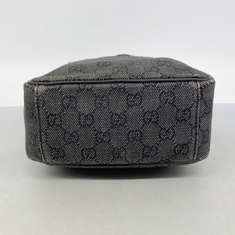 【6fb2544-k】グッチ ショルダーバッグ 03136 デニム ブラック シルバー金具【中古】レディース