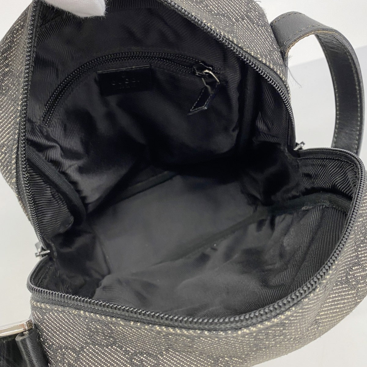 【6fb2544-k】グッチ ショルダーバッグ 03136 デニム ブラック シルバー金具【中古】レディース