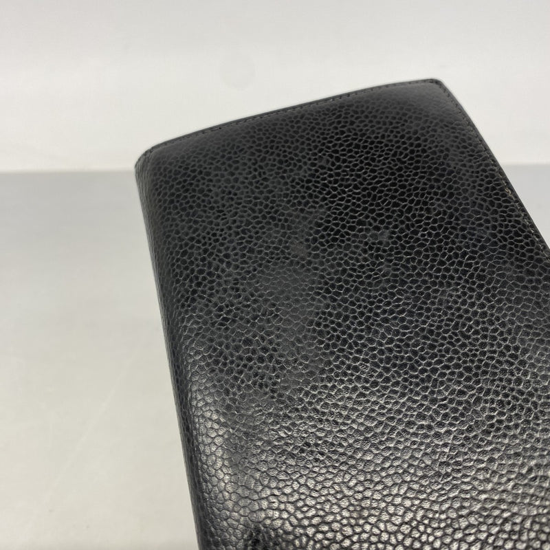 【6fb2548-k】シャネル 長財布 キャビアスキン ブラック ゴールド金具【中古】レディース
