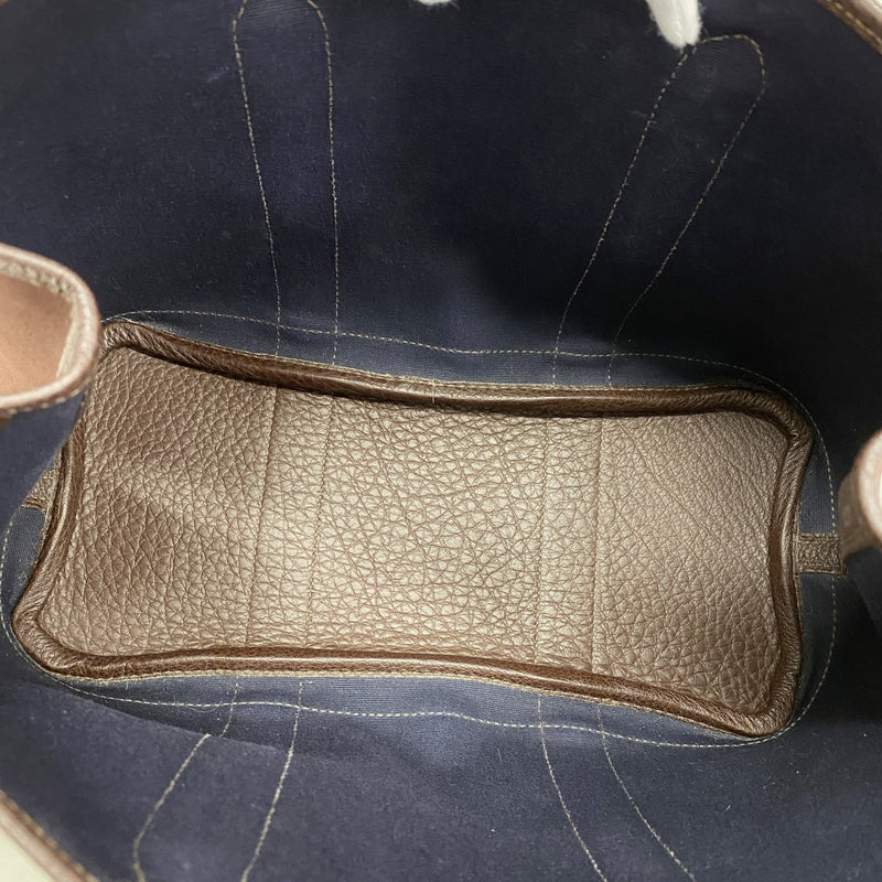 【6fb2559】エルメス トートバッグ ガーデンパーティTPM トワルオフィシエ ブラウン シルバー金具 □I刻印【中古】レディース