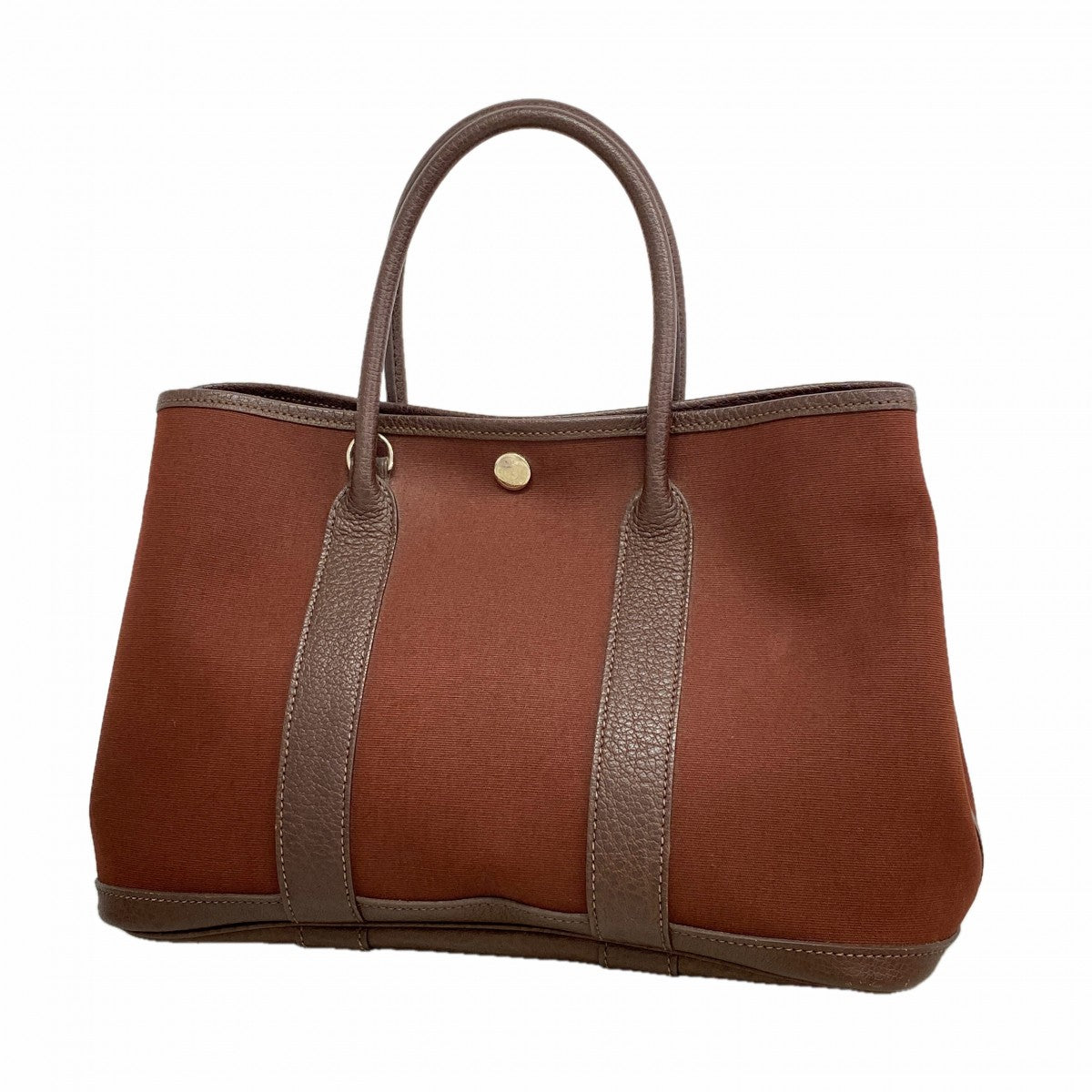 【6fb2559】エルメス トートバッグ ガーデンパーティTPM トワルオフィシエ ブラウン シルバー金具 □I刻印【中古】レディース