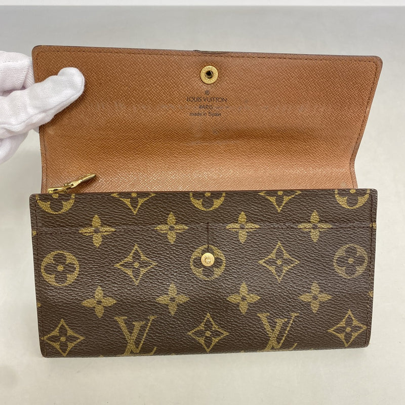 【6fb2566】ルイヴィトン 長財布 モノグラム ポシェットポルトモネクレディ M61725 ブラウン【中古】レディース