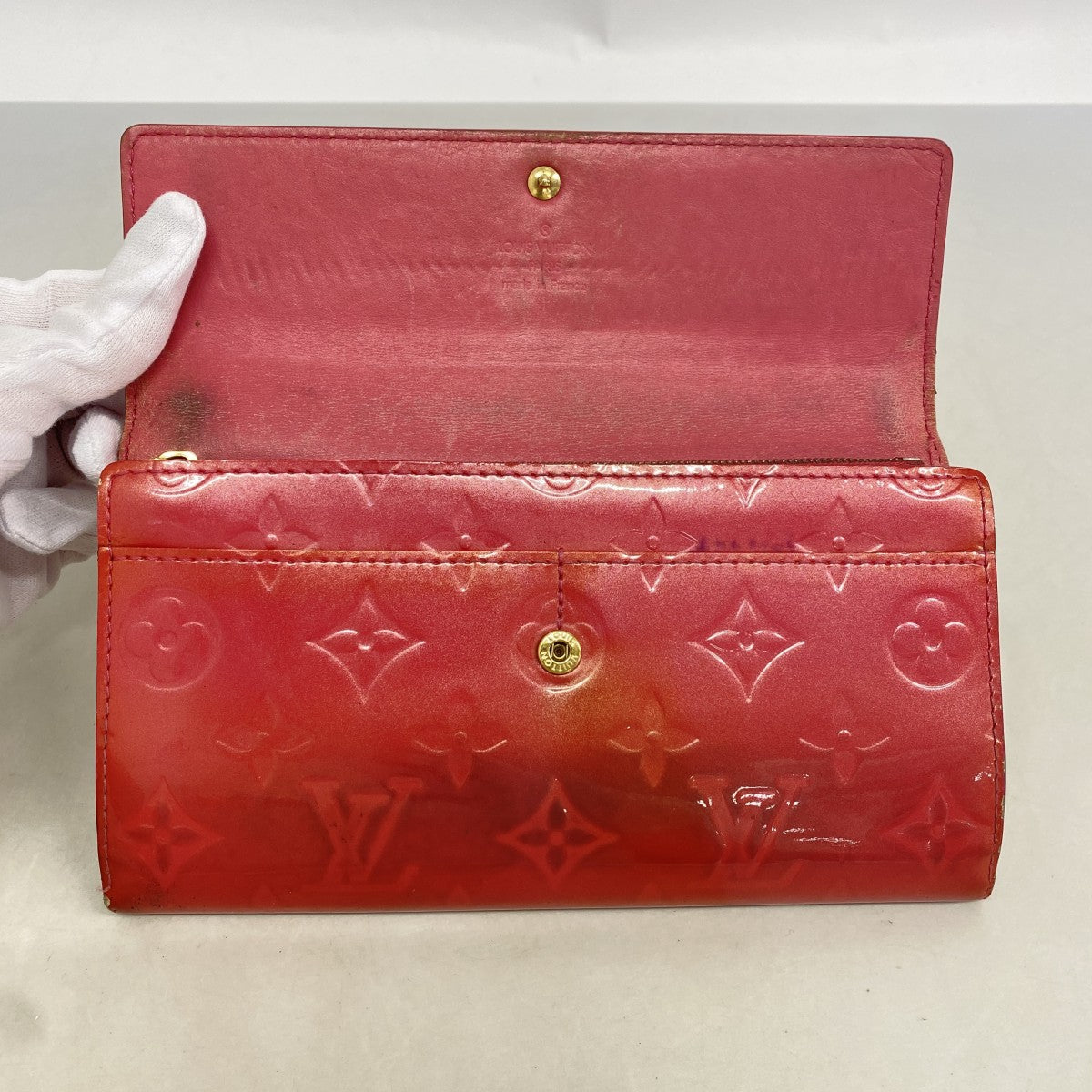 【6fb2568】ルイヴィトン 長財布 ヴェルニ ポルトフォイユサラ M9140F フランボワーズ【中古】レディース