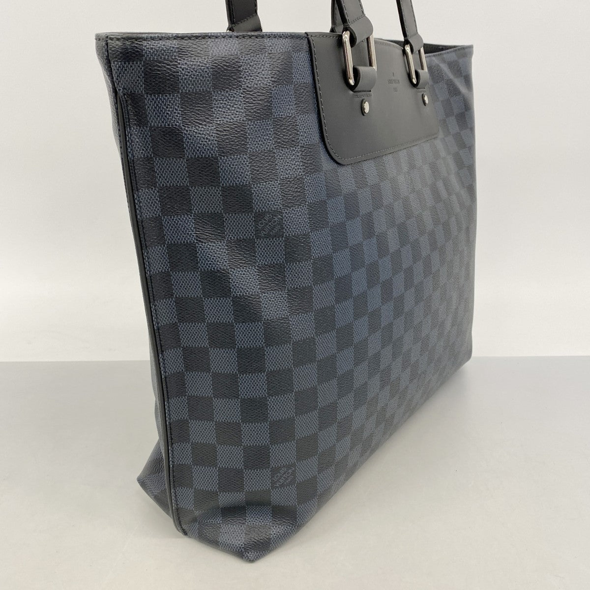 【6fb2571-k】ルイヴィトン トートバッグ ダミエ・コバルト カバヴォワヤージャ N41397 ブラック ネイビー【中古】メンズ