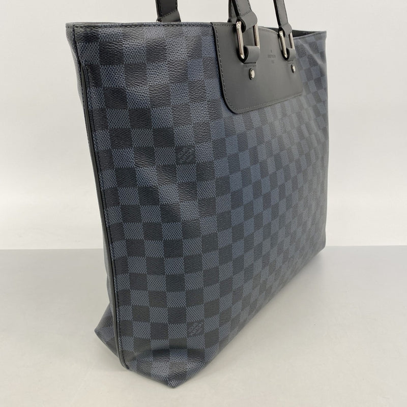 【6fb2571-k】ルイヴィトン トートバッグ ダミエ・コバルト カバヴォワヤージャ N41397 ブラック ネイビー【中古】メンズ