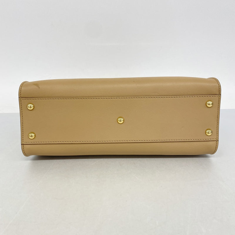 【6fb2611】フェンディ ハンドバッグ ピーカブー レザー ベージュ ゴールド金具 2wayバッグ【中古】レディース
