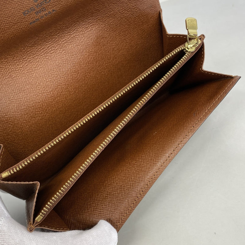 【6fb2639】ルイヴィトン 長財布 モノグラム ポルトモネクレディ M61725 ブラウン【中古】レディース