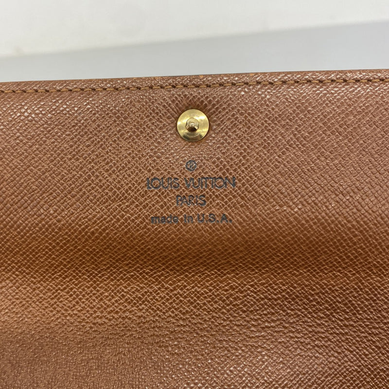 【6fb2639】ルイヴィトン 長財布 モノグラム ポルトモネクレディ M61725 ブラウン【中古】レディース