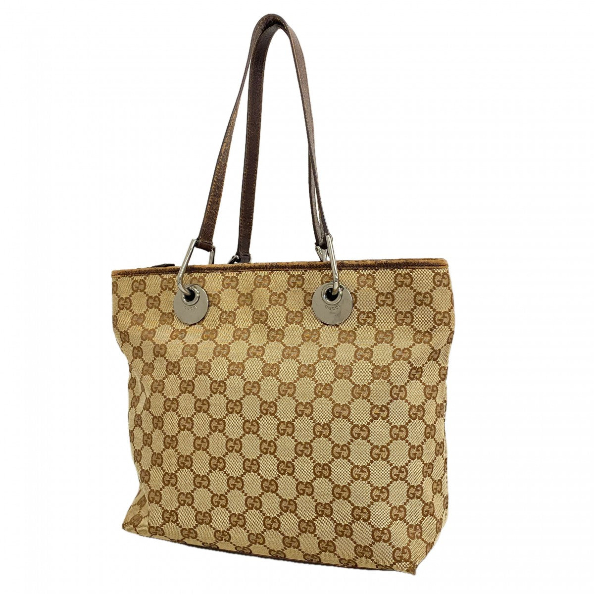【6fb2641】グッチ トートバッグ GGキャンバス 139552 キャンバス ブラウン シルバー金具【中古】レディース