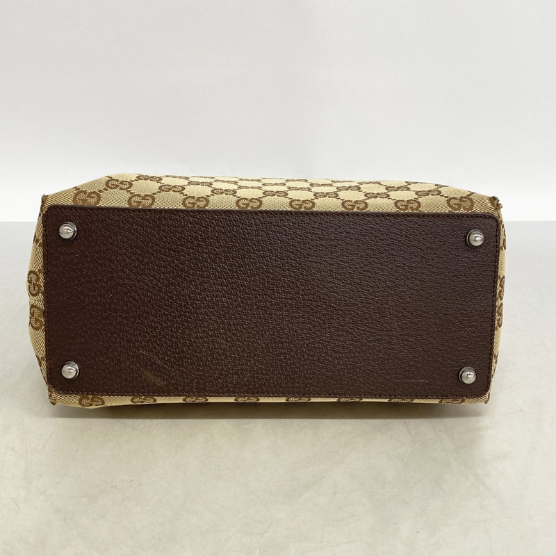 【6fb2641】グッチ トートバッグ GGキャンバス 139552 キャンバス ブラウン シルバー金具【中古】レディース