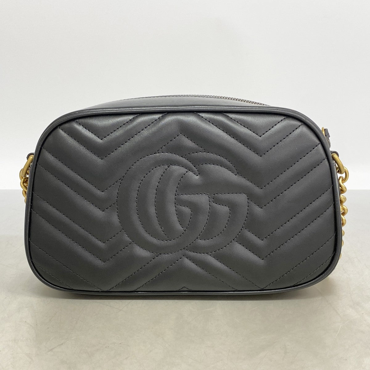 【6fb2642】グッチ ショルダーバッグ GGマーモント 447632 レザー ブラック ゴールド金具【中古】レディース