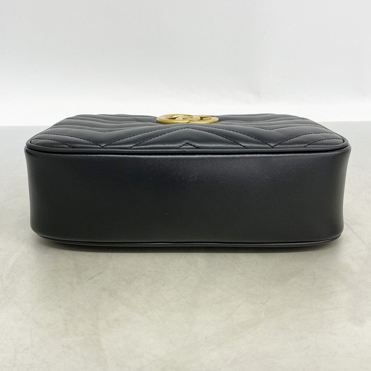 【6fb2642】グッチ ショルダーバッグ GGマーモント 447632 レザー ブラック ゴールド金具【中古】レディース