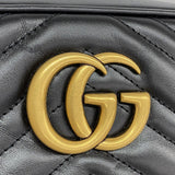 【6fb2642】グッチ ショルダーバッグ GGマーモント 447632 レザー ブラック ゴールド金具【中古】レディース