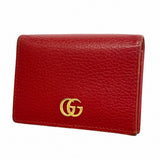 【6fb2651】グッチ 財布 GGマーモント 456126 レザー レッド ゴールド金具【中古】レディース