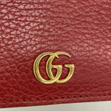 【6fb2651】グッチ 財布 GGマーモント 456126 レザー レッド ゴールド金具【中古】レディース