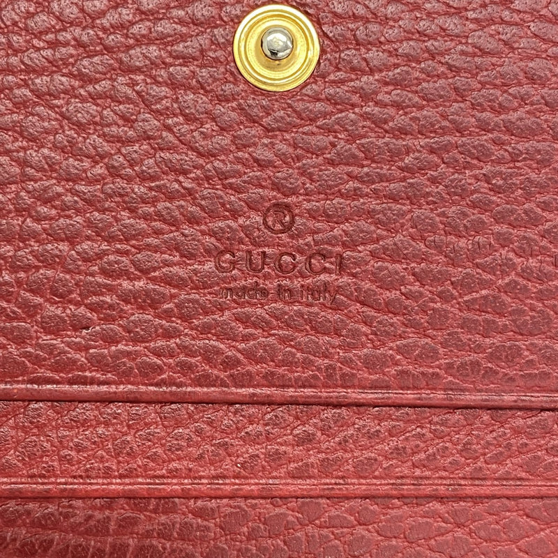 【6fb2651】グッチ 財布 GGマーモント 456126 レザー レッド ゴールド金具【中古】レディース