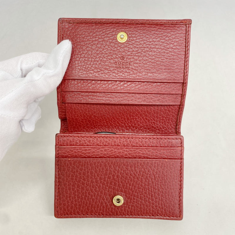 【6fb2651】グッチ 財布 GGマーモント 456126 レザー レッド ゴールド金具【中古】レディース