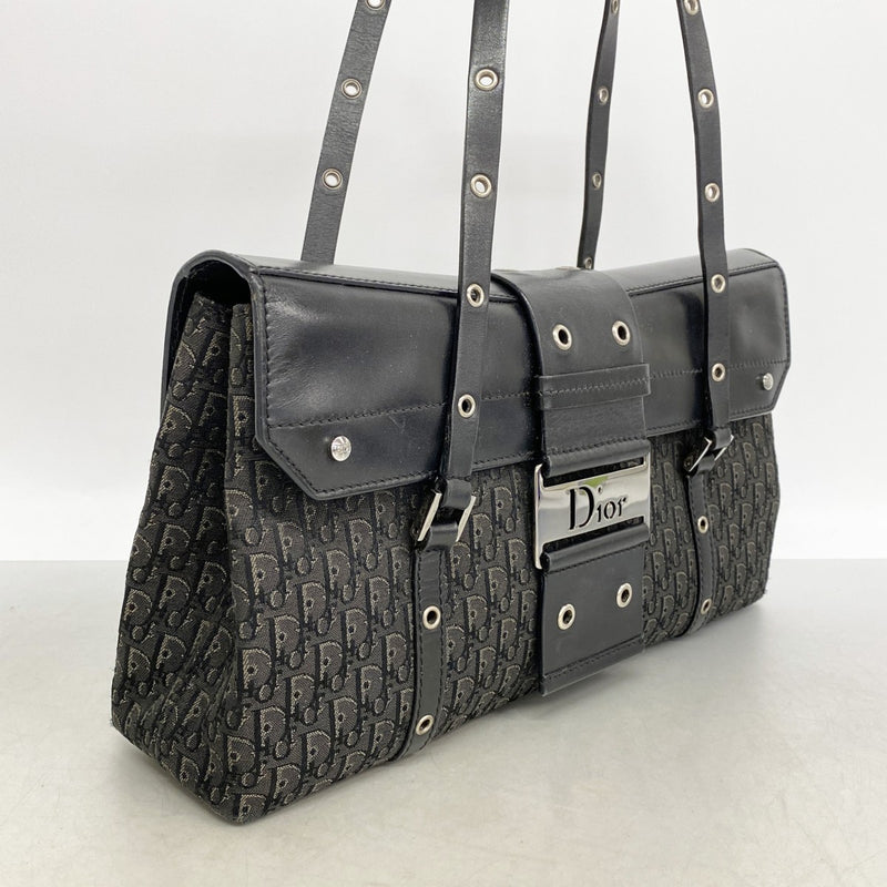 【6fb2663】クリスチャンディオール ショルダーバッグ ストリートシック キャンバス ブラック シルバー金具【中古】レディース