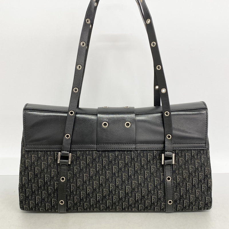 【6fb2663】クリスチャンディオール ショルダーバッグ ストリートシック キャンバス ブラック シルバー金具【中古】レディース