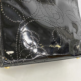 【6fb2664】シャネル ハンドバッグ カメリア パテントレザー ブラック ゴールド金具【中古】レディース
