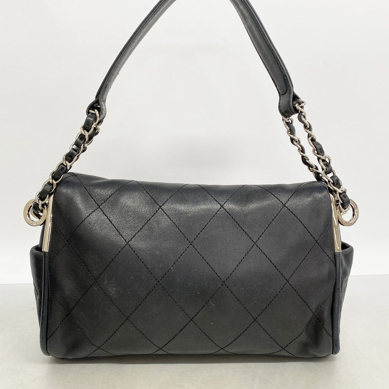 【6fb2665】シャネル ショルダーバッグ マトラッセ チェーンショルダー ラムスキン ブラック シルバー金具【中古】レディース