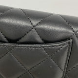 【6fb2666】シャネル 三つ折り長財布 マトラッセ ラムスキン ブラック シルバー金具【中古】レディース