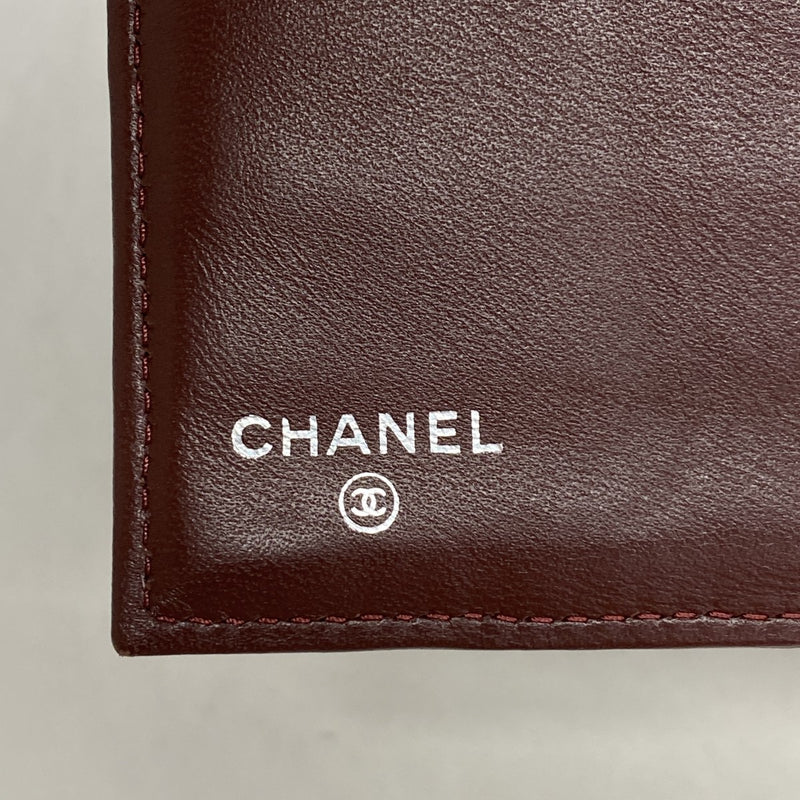 【6fb2666】シャネル 三つ折り長財布 マトラッセ ラムスキン ブラック シルバー金具【中古】レディース