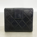 【6fb2667】シャネル 財布 マトラッセ ラムスキン ブラック シルバー金具【中古】レディース
