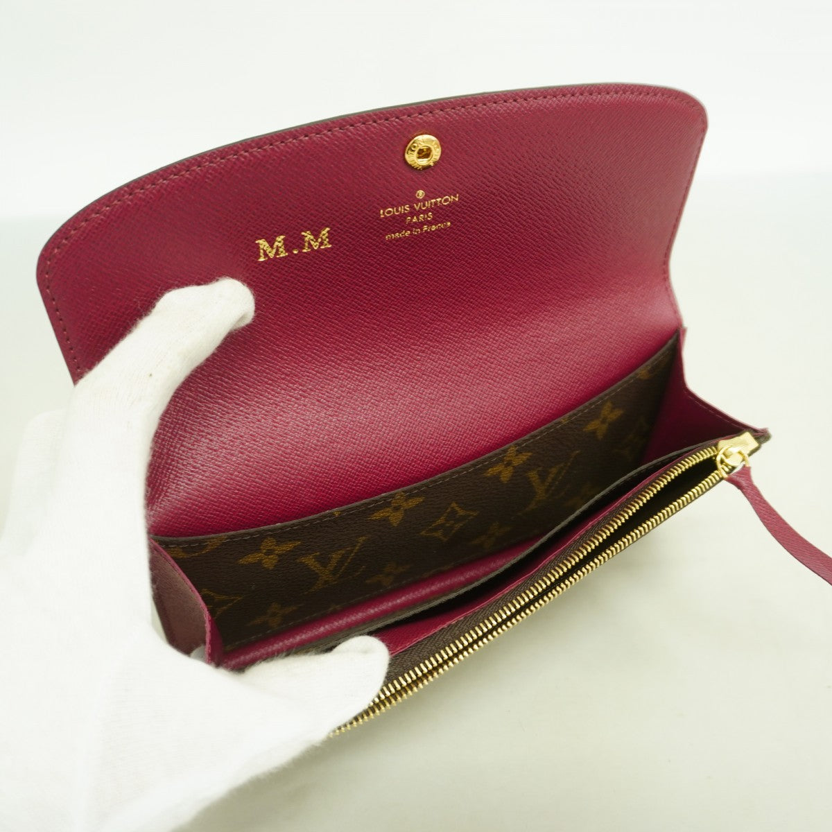 【6fb2689】ルイヴィトン 長財布 モノグラム ポルトフォイユエミリー M60697 ブラウン フューシャ【中古】レディース