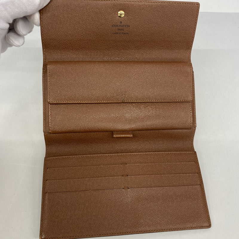 【6fb2716】ルイヴィトン 三つ折り長財布 モノグラム ポルトトレゾールインターナショナル M61215 ブラウン【中古】レディース