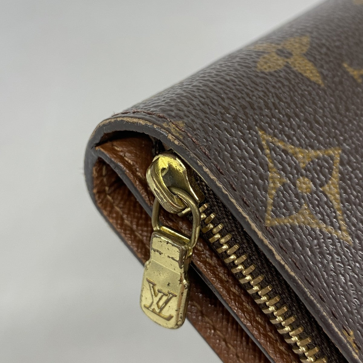 【6fb2717】ルイヴィトン 財布 モノグラム コンパクトジップ M61667 ブラウン【中古】レディース