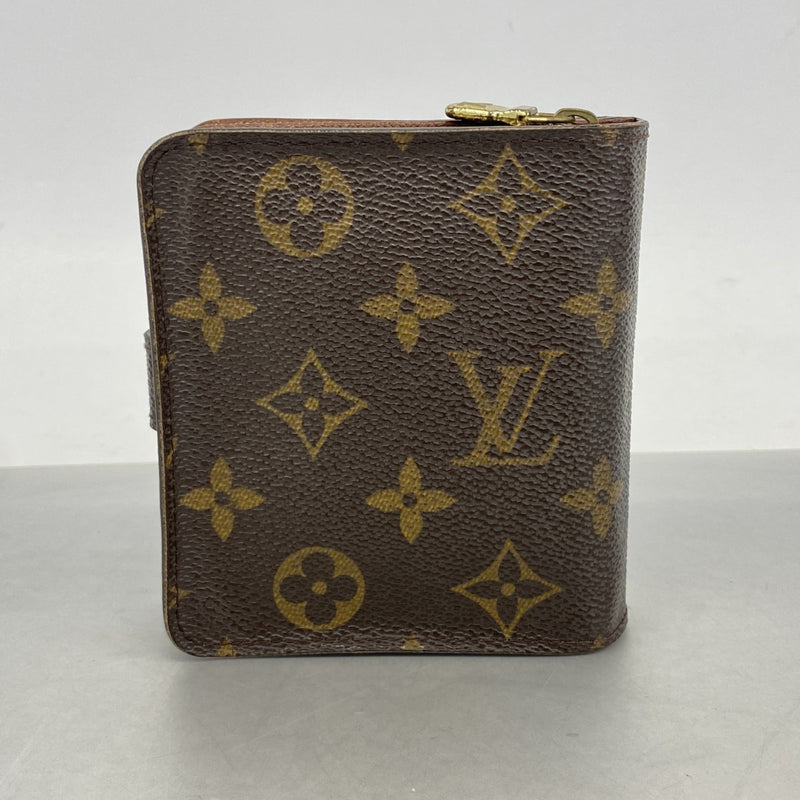 【6fb2717】ルイヴィトン 財布 モノグラム コンパクトジップ M61667 ブラウン【中古】レディース