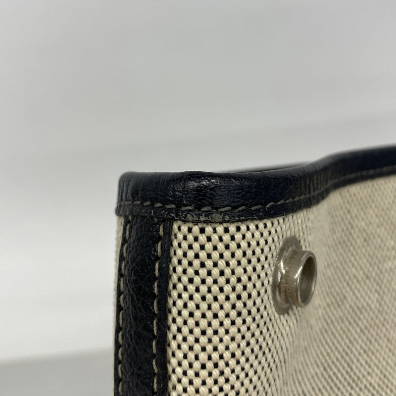 【6fb2719】エルメス トートバッグ ガーデンパーティTPM トワルアッシュ ブラック ベージュ シルバー金具 □J刻印【中古】レディース
