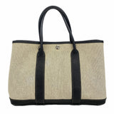 【6fb2719】エルメス トートバッグ ガーデンパーティTPM トワルアッシュ ブラック ベージュ シルバー金具 □J刻印【中古】レディース