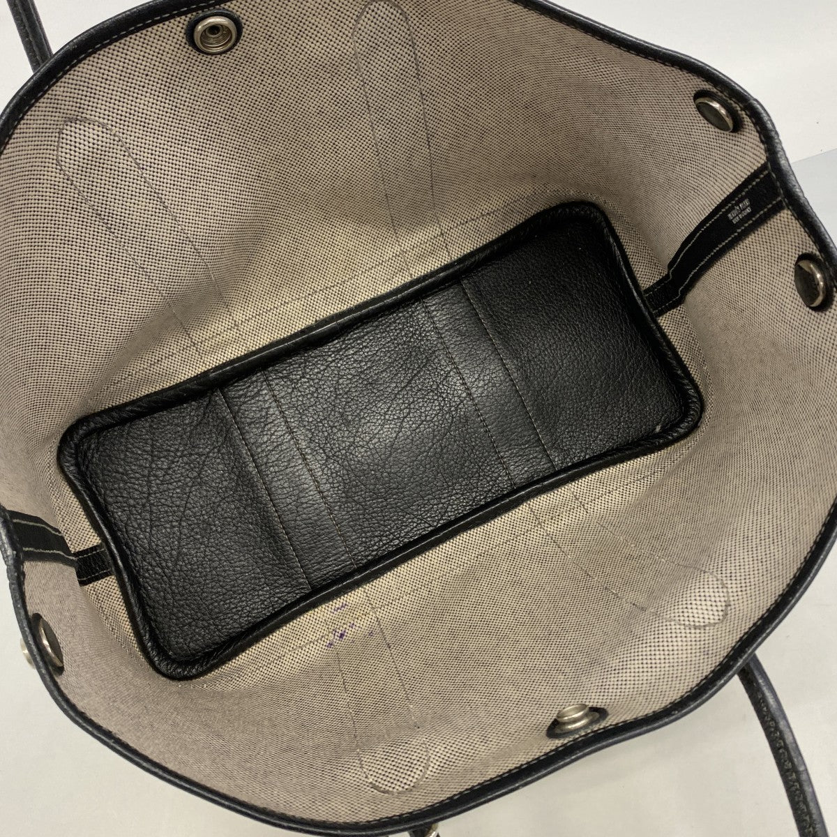 【6fb2719】エルメス トートバッグ ガーデンパーティTPM トワルアッシュ ブラック ベージュ シルバー金具 □J刻印【中古】レディース