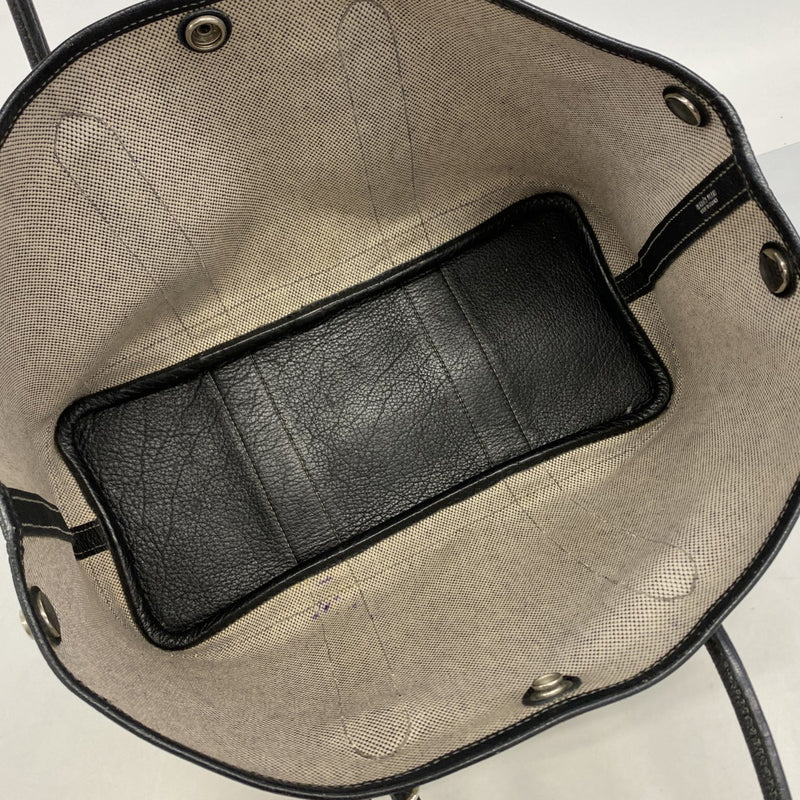 【6fb2719】エルメス トートバッグ ガーデンパーティTPM トワルアッシュ ブラック ベージュ シルバー金具 □J刻印【中古】レディース