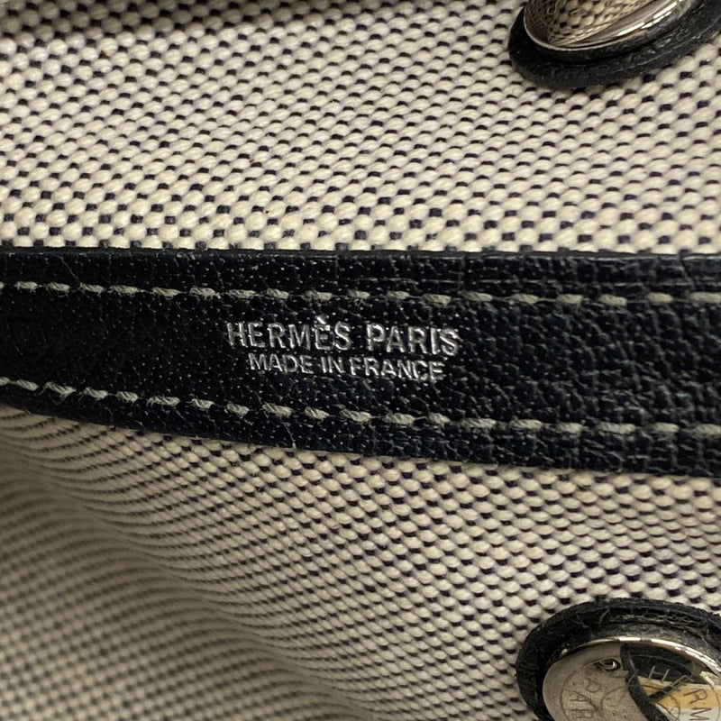 【6fb2719】エルメス トートバッグ ガーデンパーティTPM トワルアッシュ ブラック ベージュ シルバー金具 □J刻印【中古】レディース