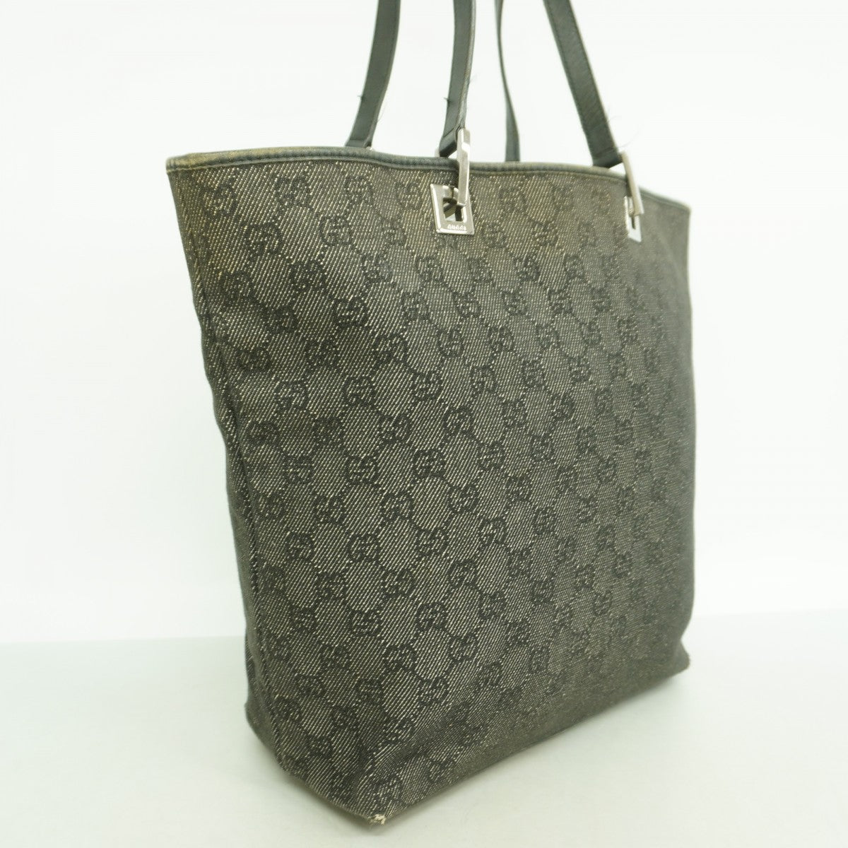 【6fb2740-k】グッチ トートバッグ 31243 デニム ブラック シルバー金具【中古】レディース