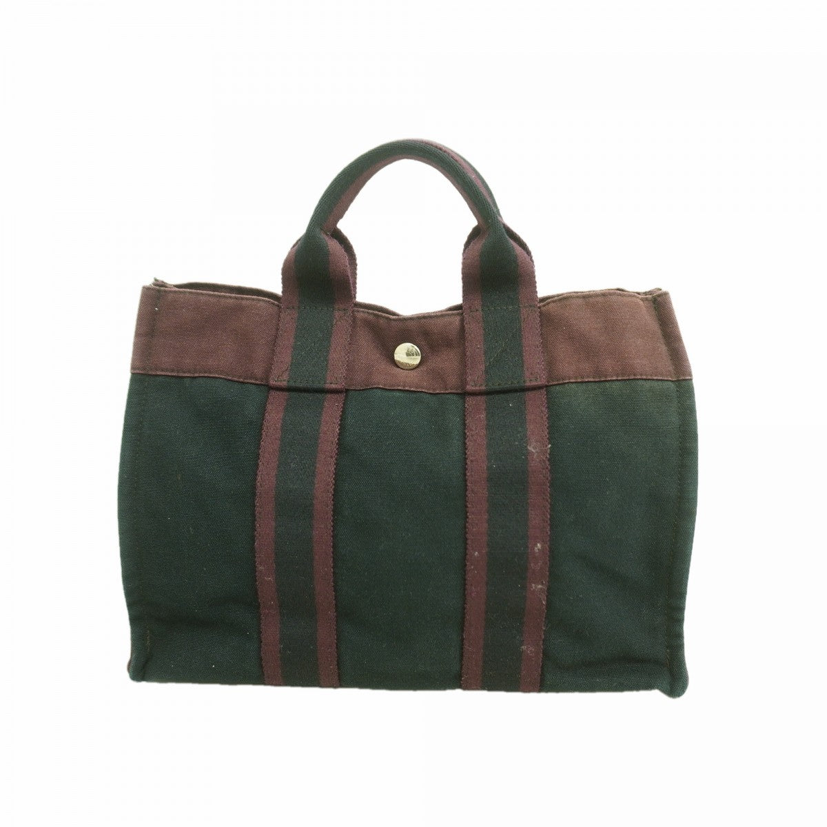 【6fb2743-k】エルメス ハンドバッグ フールトゥPM キャンバス ブラック ボルドー シルバー金具【中古】メンズ レディース ユニセックス