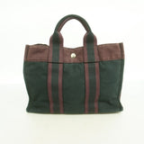 【6fb2743-k】エルメス ハンドバッグ フールトゥPM キャンバス ブラック ボルドー シルバー金具【中古】メンズ レディース ユニセックス